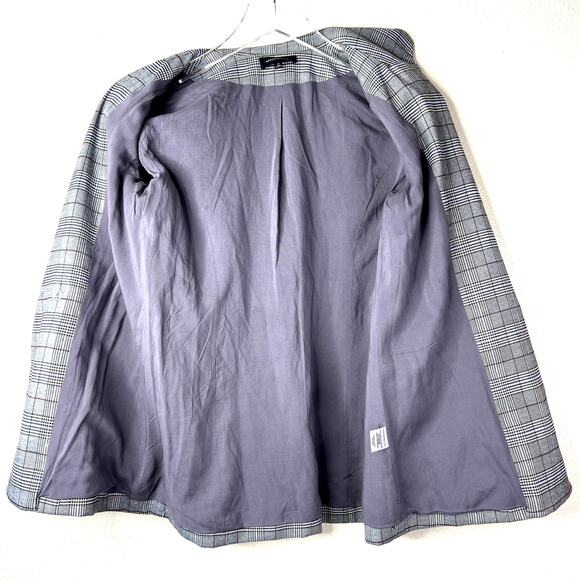 Majorelle Rhea Blazer Jacket Gray Plaid Front Button Padded Shoulders XXS - Picture 3 of 8